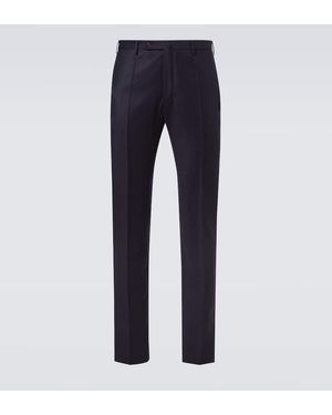 Slowear Virgin Wool Flannel Slim Pants - Blue