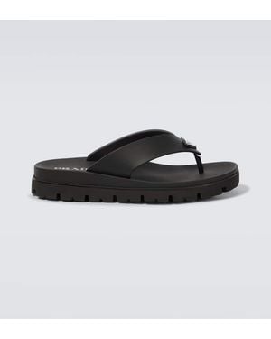 Prada Logo Thong Sandals - Brown