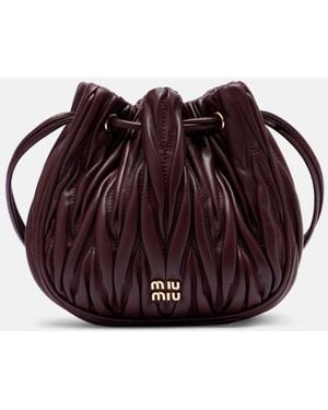 Miu Miu Matelasse Leather Bucket Bag - Purple