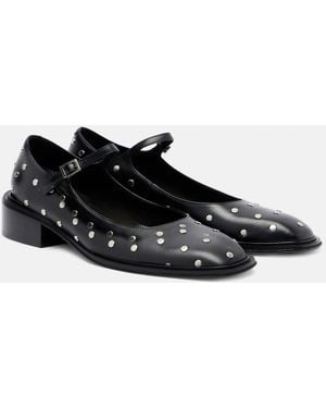 Souliers Martinez Penelope 40 Leather Mary Jane Pumps - Black