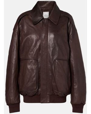 Calvin Klein Johnson Leather Bomber Jacket - Brown