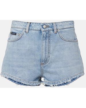 Dolce & Gabbana Frayed Denim Shorts - Blue