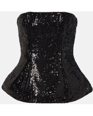 GIUSEPPE DI MORABITO Sequined Bustier Top - Black