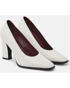 The Row Leather Loafer Pumps - White