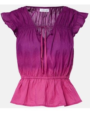 Velvet Kaia Gathered Cotton Top - Purple