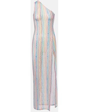 Missoni Zigzag Sheer One-Shoulder Maxi Dress - White