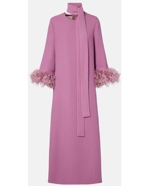 Valentino Cady Couture Feather-Trimmed Maxi Dress - Purple