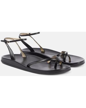 The Row Hugh Leather Sandals - Black