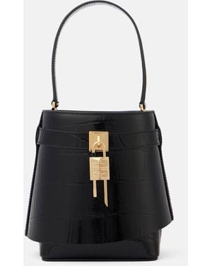 Givenchy Shark Lock Medium Leather Bucket Bag - Black