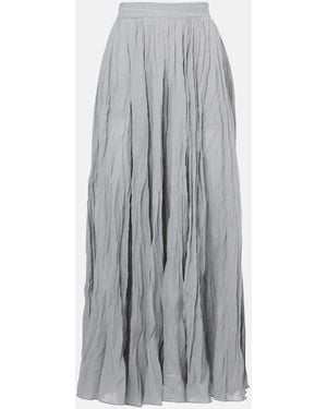 TOTEME Plisse Cotton-Blend Maxi Skirt - Grey
