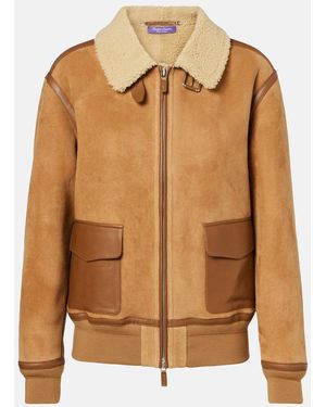 Ralph Lauren Morrison Shearling-Trimmed Suede Jacket - Brown