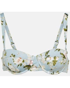 Erdem Chun Floral Bikini Top - Blue
