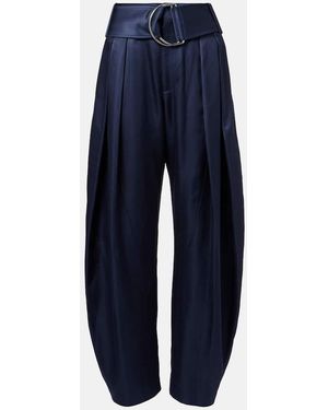 JW Anderson Belted High-Rise Barrel-Leg Pants - Blue