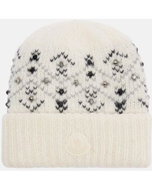 Moncler Embellished Alpaca And Wool-Blend Beanie - Natural
