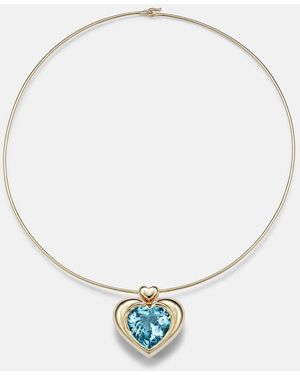 Roxanne First Cupid's Big Heart 14Kt Pendant Necklace With Topaz - Metallic