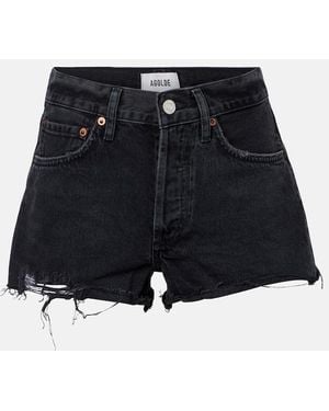 Agolde Parker Vintage Distressed Denim Shorts - Black