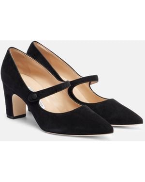 Manolo Blahnik Campariba Suede Mary Jane Pumps - Black