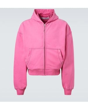 Acne Studios Embroidered Cotton Fleece Zip-Up Hoodie - Pink