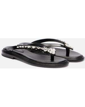 Simone Rocha Embellished Leather Thong Sandals - Black