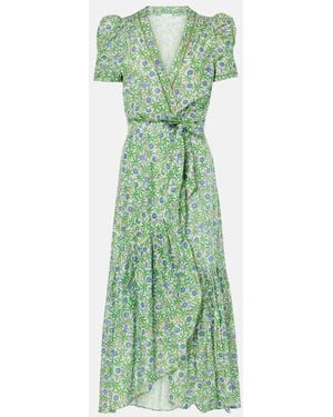 Poupette Baba Printed Cotton Wrap Dress - Green