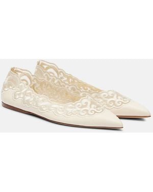 Gabriela Hearst Ziva Embroidered Leather Ballet Flats - Natural