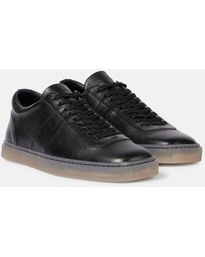 Lemaire Linoleum Leather Low-Top Sneakers - Black