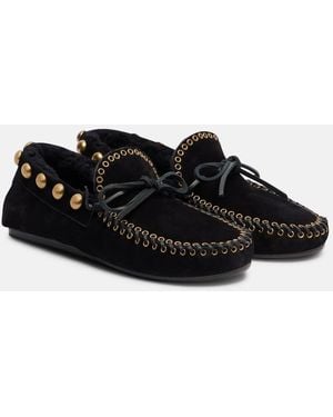 Isabel Marant Fitza Studded Suede Loafers - Black