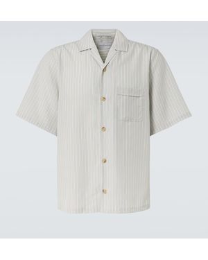 King & Tuckfield Striped Bowling Shirt - White