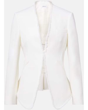 McQueen Frayed Wool Gabardine Blazer - White