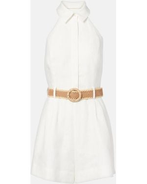 Zimmermann Linen Belted Acacia Playsuit - White