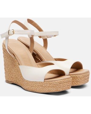 Souliers Martinez Summer Leather Espadrille Wedges - Metallic