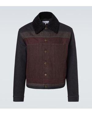 Loewe Shearling-Trimmed Denim Blouson Jacket - Black