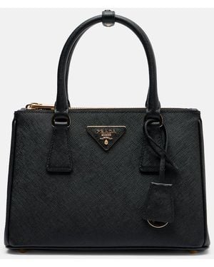 Prada Galleria Saffiano Small Leather Tote Bag - Black