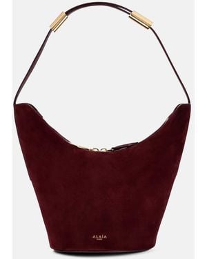 Alaïa Shape Small Suede And Leather Bucket Bag - Red