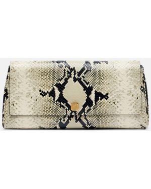 KHAITE Audrey Snake-Effect Leather Clutch - Metallic
