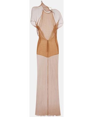 Magda Butrym Sheer Silk Organza Gown - White