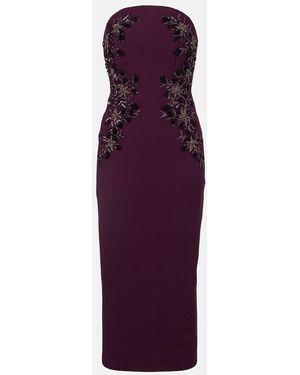 Rebecca Vallance Beatrice Beaded Crepe Midi Dress - Purple