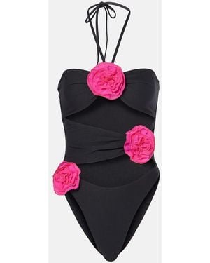 SAME Floral-Applique Cutout Swimsuit - Pink