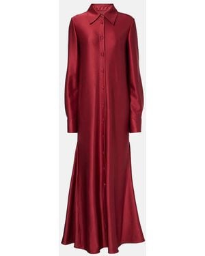 Jil Sander Satin Shirt Dress - Red