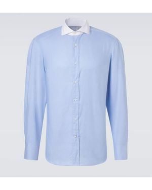 Brunello Cucinelli Cotton Poplin Shirt - Blue