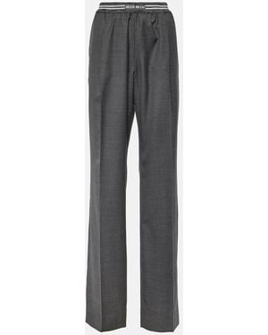 Miu Miu Low-Rise Wool Pants - Grey