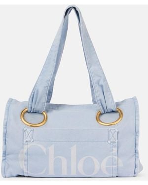 Chloé Plage Logo Tote Bag - Blue
