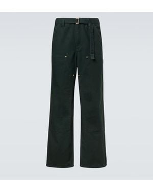 Sacai X Carhatt Belted Cotton Straight Pants - Green