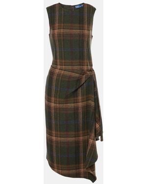 Polo Ralph Lauren Plaid Wool-Blend Midi Dress - Green