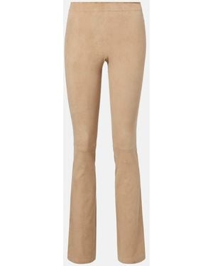Stouls Jp Long Suede Flared Pants - Natural