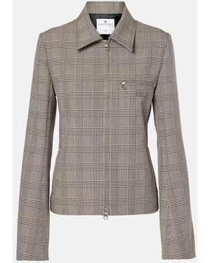 Courreges Prince Of Wales Check Wool-Blend Jacket - Grey