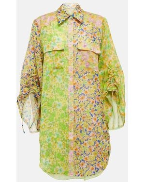 ALÉMAIS Oversized Floral Spliced Shirt - Yellow