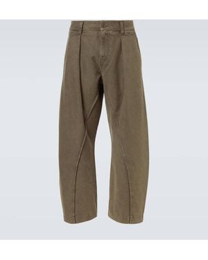 JW Anderson Twisted Seam Cotton Wide-Leg Pants - Green