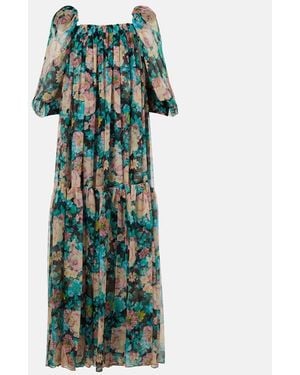 Chloé Floral Silk Muslin Maxi Dress - Green