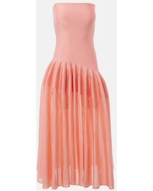 Alaïa Pleated Strapless Maxi Dress - Pink